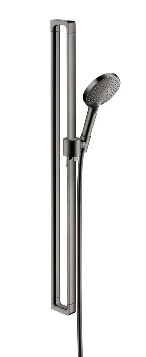Brauseset mit Handbrause und schmalem Wandhalter aus Polished Black Chrome. Das Produkt gehört zur AXOR Citterio Kollektion.